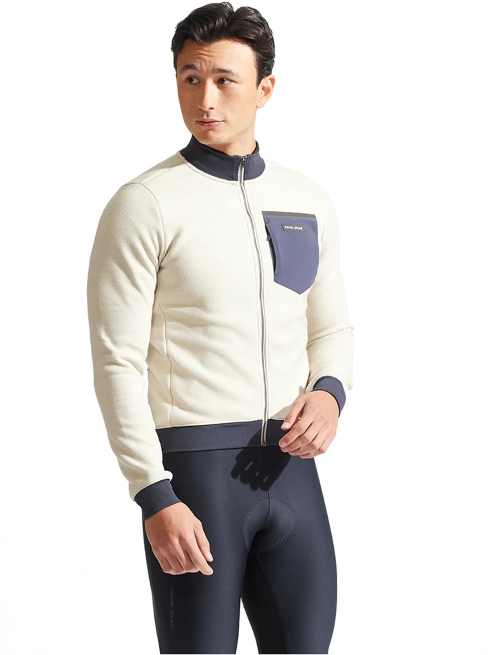Pearl Izumi Cream Zip Jacket with Navy Chest Pocket